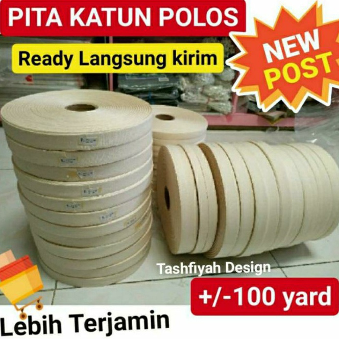 

HJ6 Label Pita Katun Polos Roll Hitam Crem