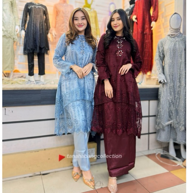 ZAHRANA TUNIK/TUNIK TILE/TUNIK KEKINIAN/CELANA SATIN/SET KONDANGAN