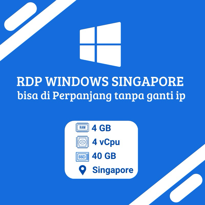 Rdp/Vps Windows Singapore bisa di Perpanjang tiap Bulan tanpa ganti ip