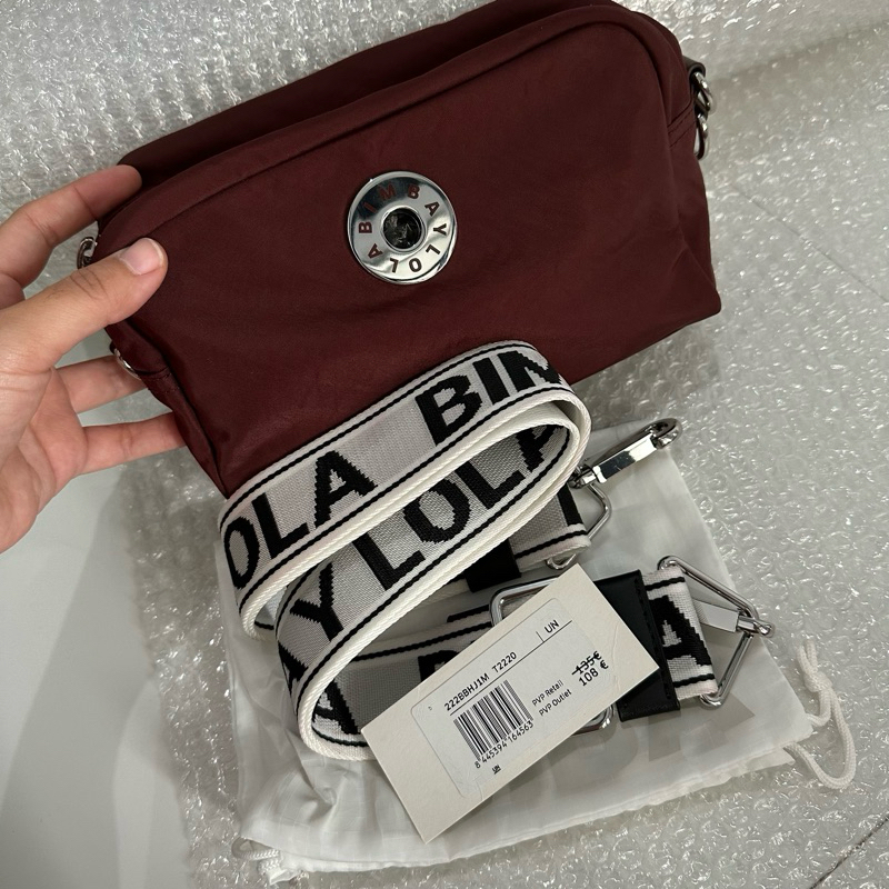 bimbaY Lola sling camera bag maroon NWT