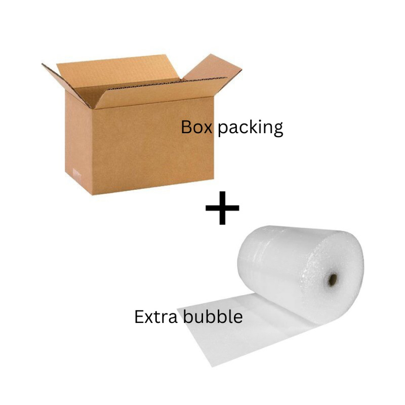 

Tambahan kardus box dan extra bubble wrap untuk keamanan pengiriman barang