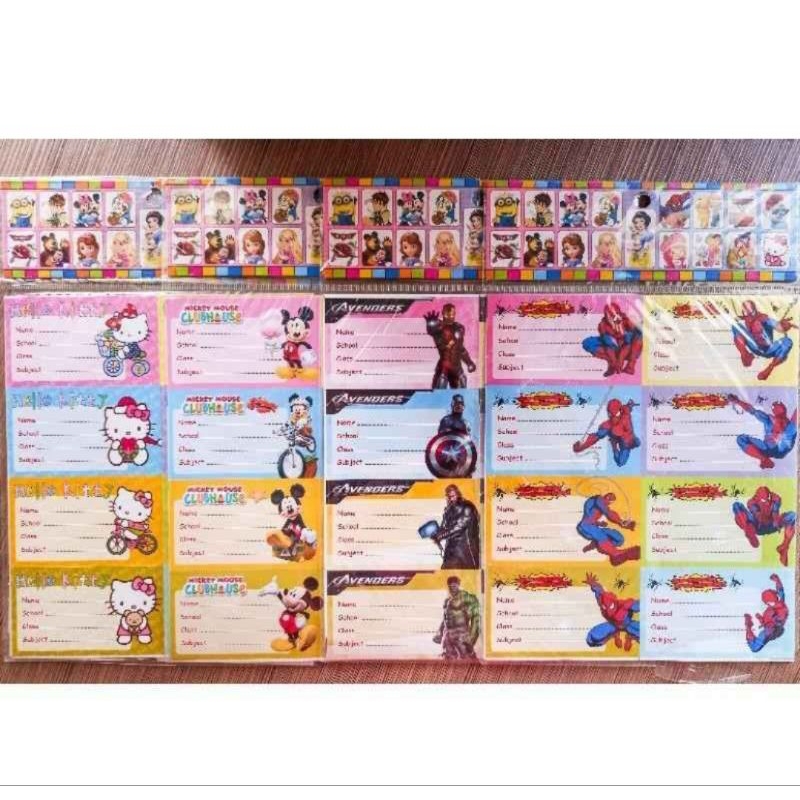 Stiker Label Nama Motif Karakter Anak, Tempelan Nama Buku Sekolah