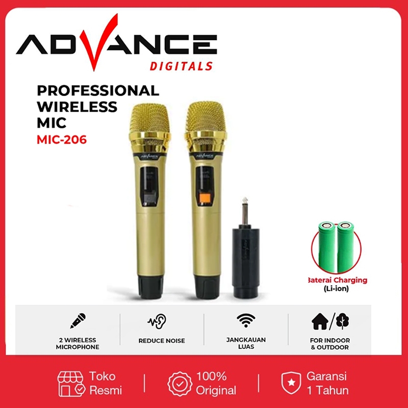 ADVANCE MIC-206 ADVANCE MIC WIRELESS/MICROPHONE/MIC DOUBLE DOUBLE DIGITAL MIC WIRELESS