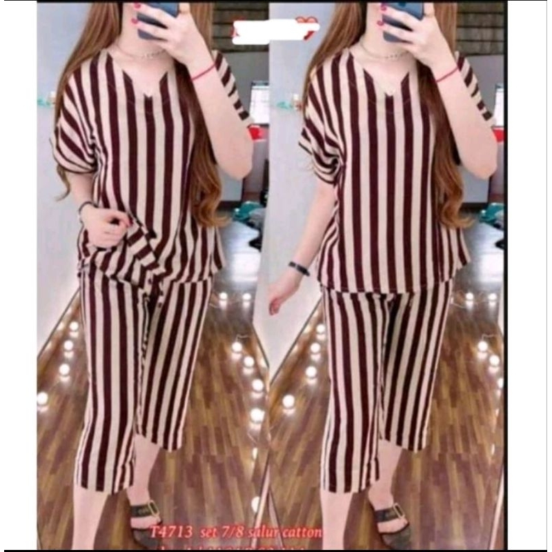 Setelan Andin motif salur/ baju setelan Andin / baju tidur piyama / oneset terbaru / termurah / lagi