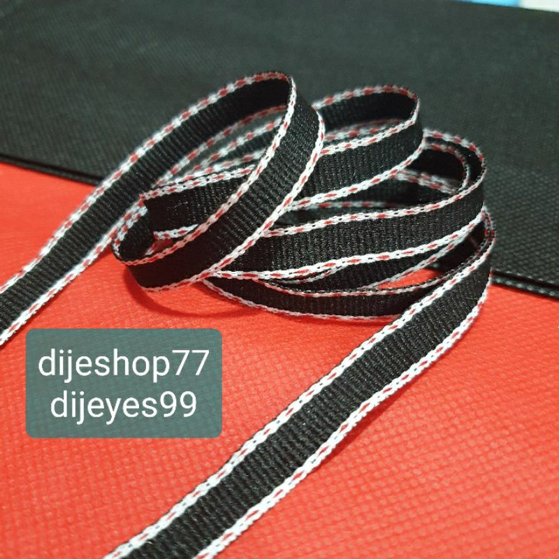 pita gradasi 1cm hitam / pita list 1 cm / pita selvedge denim line / pita bisban