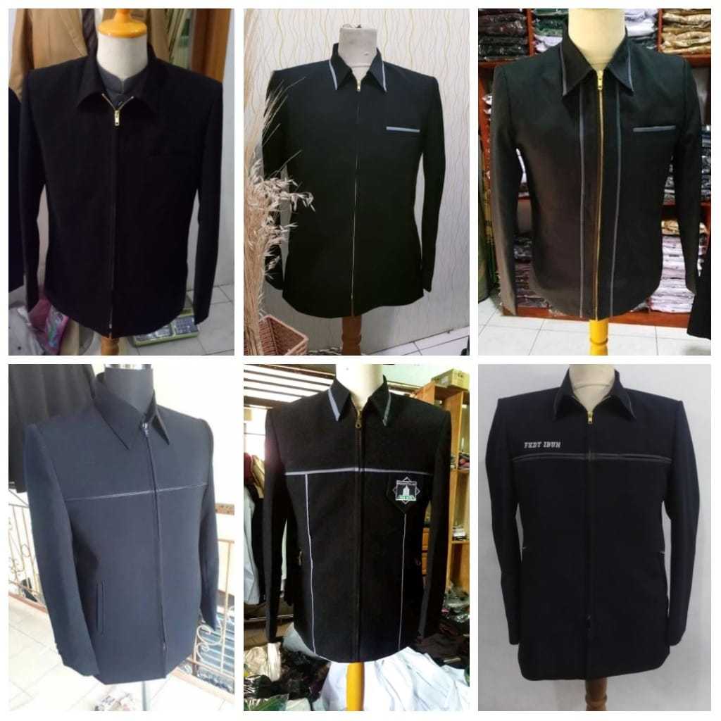 Jasket Hitam Pekat Bahan Jetblack Jas Jaket Pria Wanita Polos Lis Merek Jasco Tasik / Jasket Santri