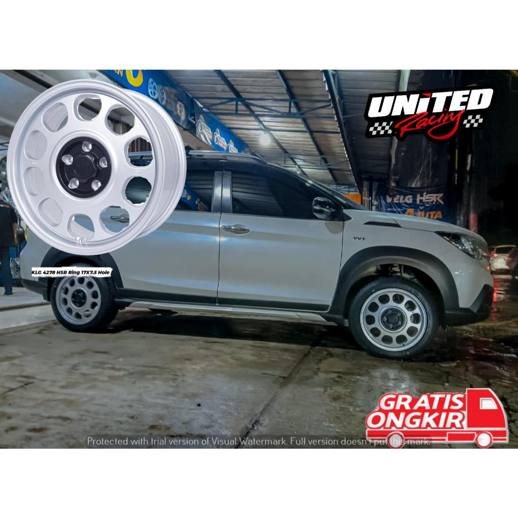 VELG MOBIL RING 17 MOBIL ERTIGA XL7 BRV R17 HSR KLG4 SILVER LUBANG PCD 5 X114,3 LEBAR 7,5