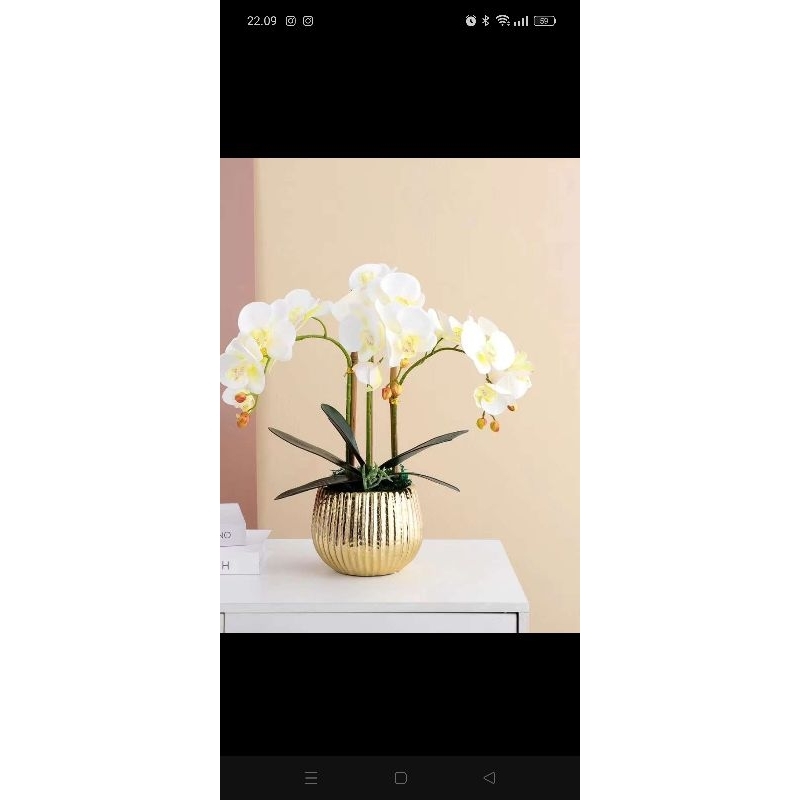 vase keramik/vas gold /vas bunga anggrek