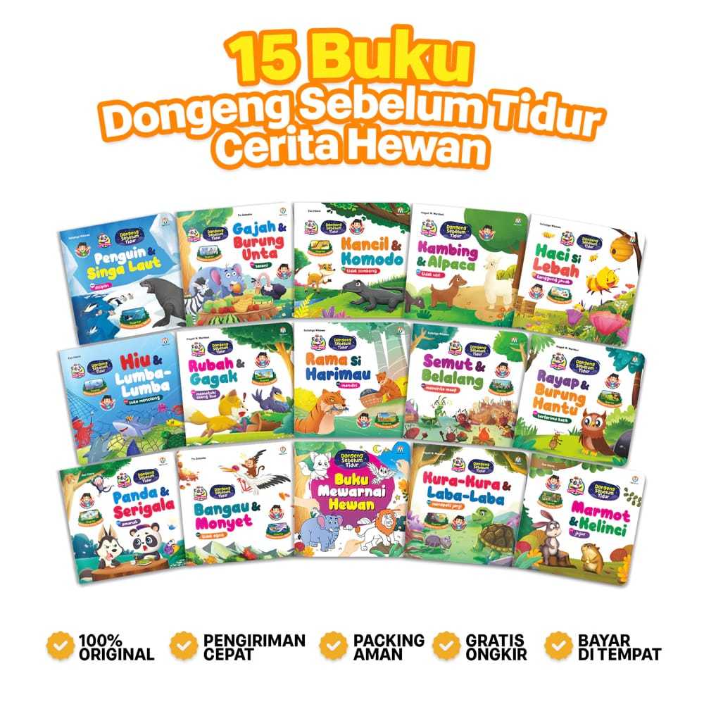 15 BUKU PAKET DONGENG HEWAN SEBELUM TIDUR UNTUK ANAK BALITA USIA 3 TAHUN SMAPAI 10 TAHUN