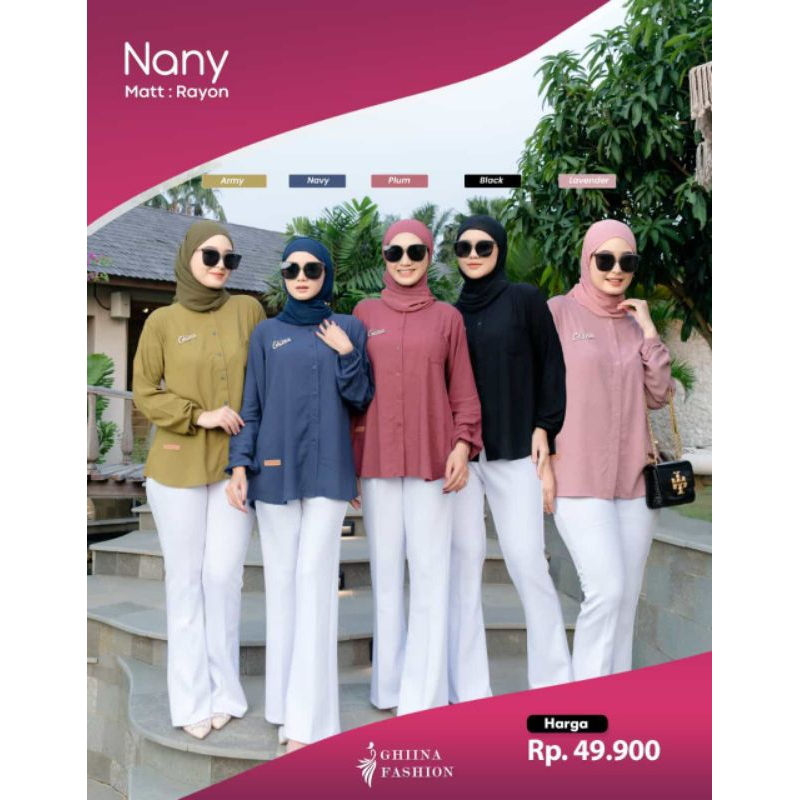 Nany Blouse By Ghina fashion Atasan Kemeja Wanita  Terbaru Kekinian Busui Friendly
