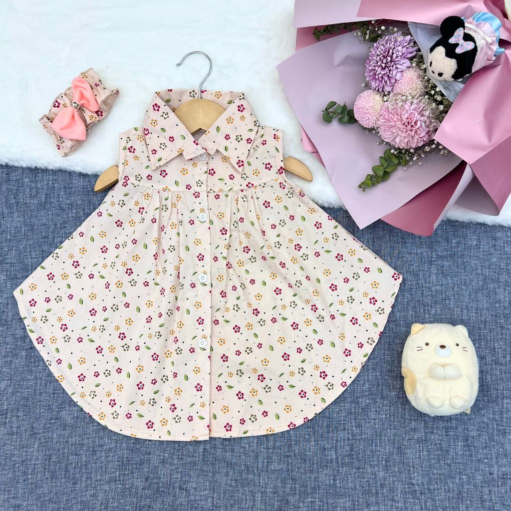 Dress Katun Anak Perempuan - Dress Bayi Perempuan 6 12 Bulan - Baju Bayi Perempuan 6 12 Bulan Motif 