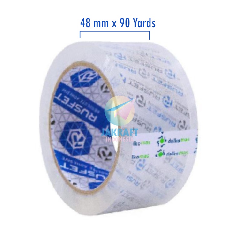 

TERBATAS 1 Pcs Lakban RUSFET Super Bening 2 Inch 48 mm x 9 Yards ala Isolasi Solatip Adhesive Tape Daimaru