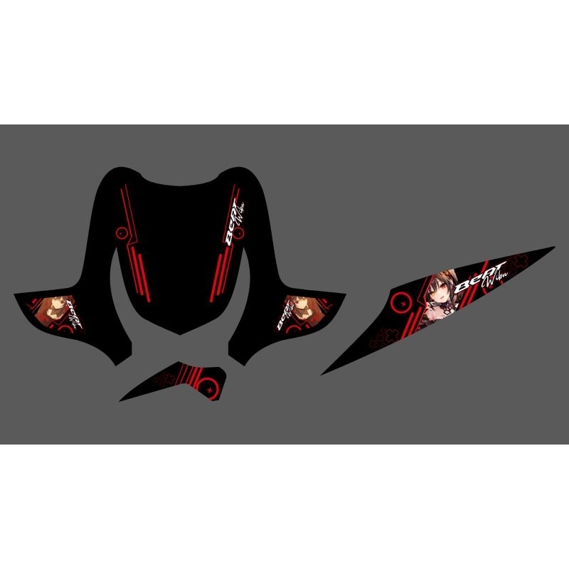 STRIPING STICKER TRANSPARAN BEAT KARBU 110 DESIGN ANIME KARUMI CUSTOM