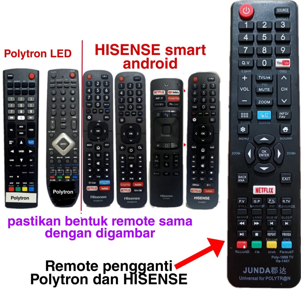 HEMAT REMOTE MULTI TV POLYTRON LCD LED LANGSUNG PAKAI JUNDA RM 1888