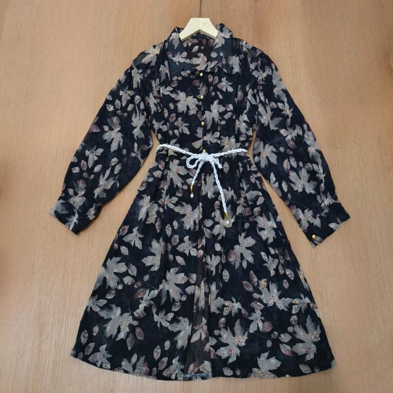 Cardigan ceruty motif free ikat pinggang