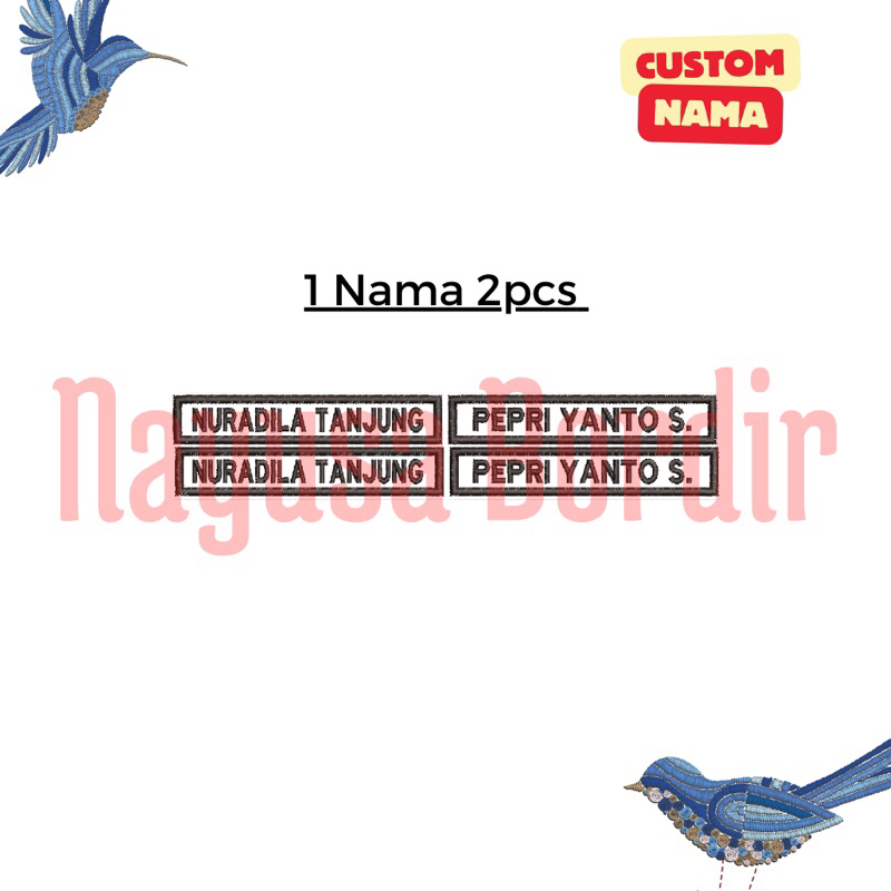 Nayusa - Bed Nama Bordir Custom | Nametag Pesantren | Nama Siswa