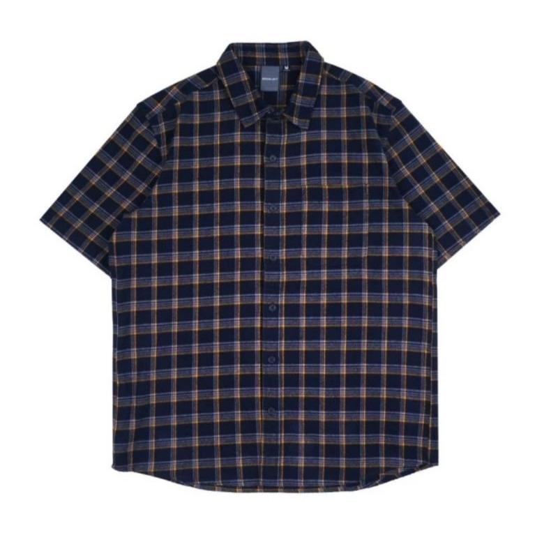 Greenlight Kemeja Pria Lengan Pendek Katun Flannel Blue