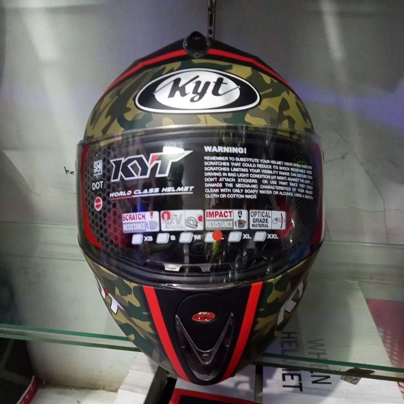 HELM KYT X ROCKET BEKAS MOTIF ARMY ORIGINAL KYT PLUS VISOR SILVER