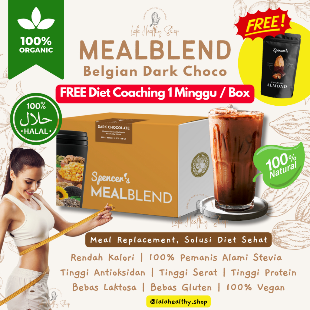 

[PROMO] Spencer's MEALBLEND Belgian Dark Choco (15pcs) + FREE Slim Coaching & Konsultasi | Pengganti Makanan Sehat Bernutrisi Spencers MEAL BLEND