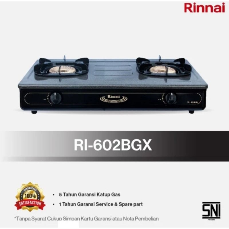 Kompor Rinnai 602 Bgx api Turbo tornado/ Rinnai 602 Bgx tungku 2/ Kompor Rinnai 2 tungku