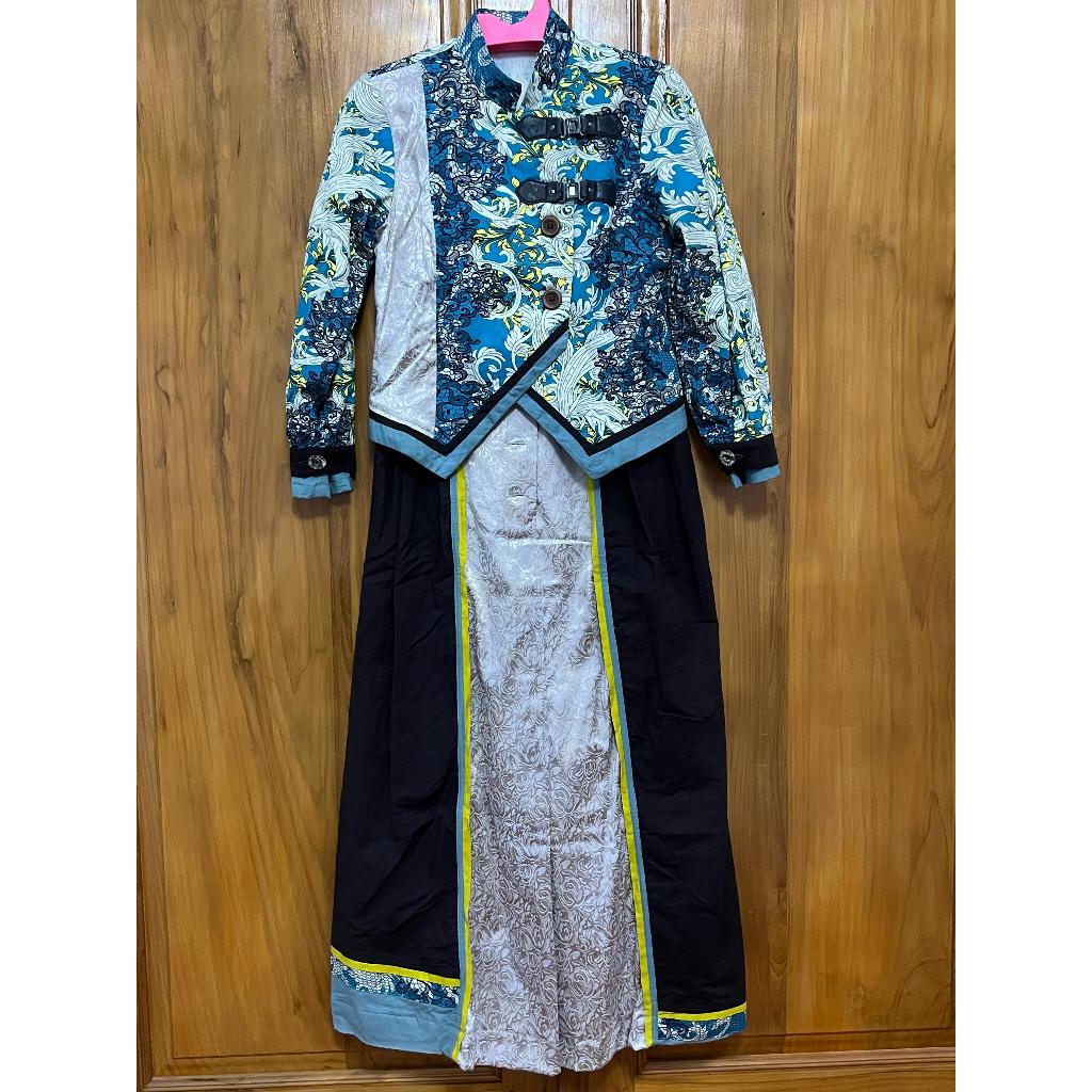 Preloved Tunneca tunik ori long dress muslim - warna coklat motif bunga tosca (bekas/second)