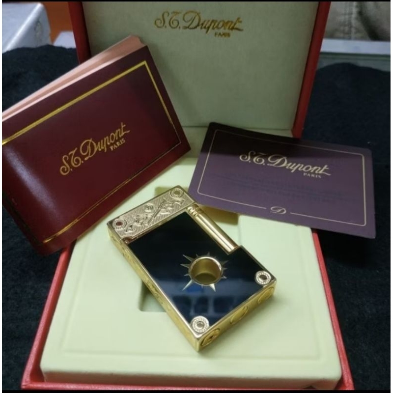Korek Gas Mewah S.T. Dupont Lighter Exclusive Sisi Gold & Silver Free Grafir Nama + Hard Box Exclusi