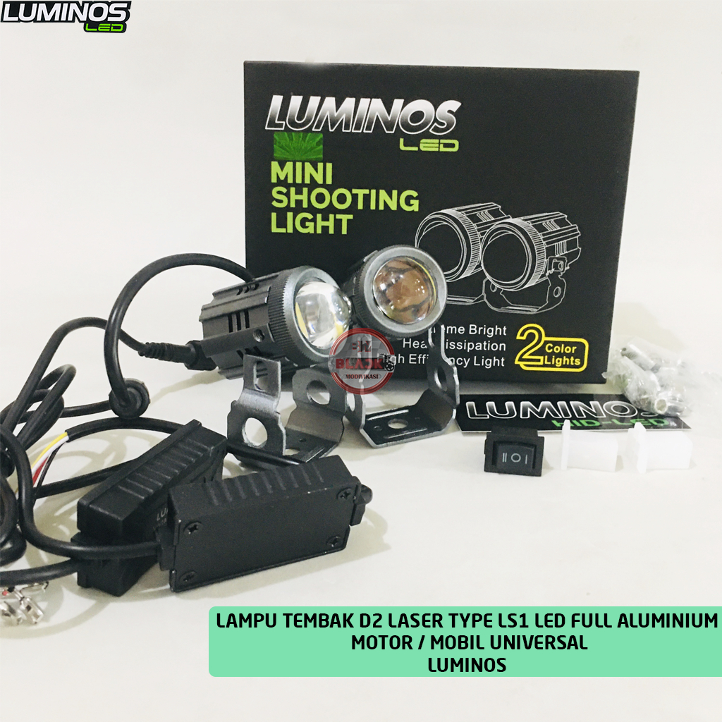 Lampu Tembak / Sorot D2 Laser Luminos Led LS1 Full Aluminium Kuning - Putih LUMINOS d2 Universal Mot