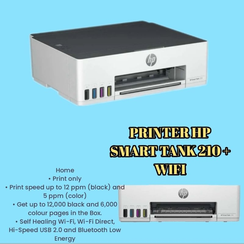 PRINTER HP SMART TANK 210 PRINT + WIFI PRINTER HP 210