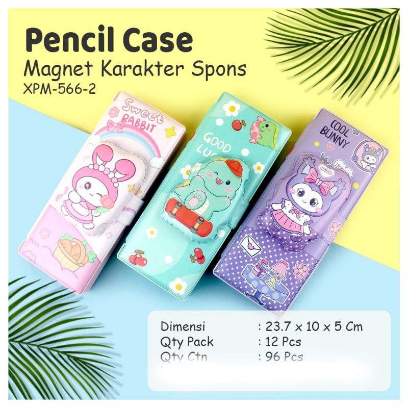 

Pencil Case Tepak Kotak Pensil Magnet Karakter Spon