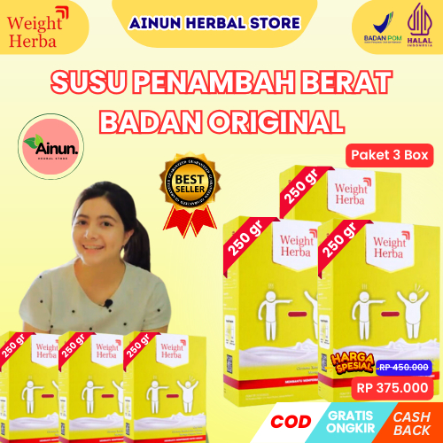 

WEIGHT HERBA 3 BOX- WEIGHT HERBA SUSU PENGGEMUK DAN PENAMBAH BERAT BADAN 100% ORI BPOM LIVE COD