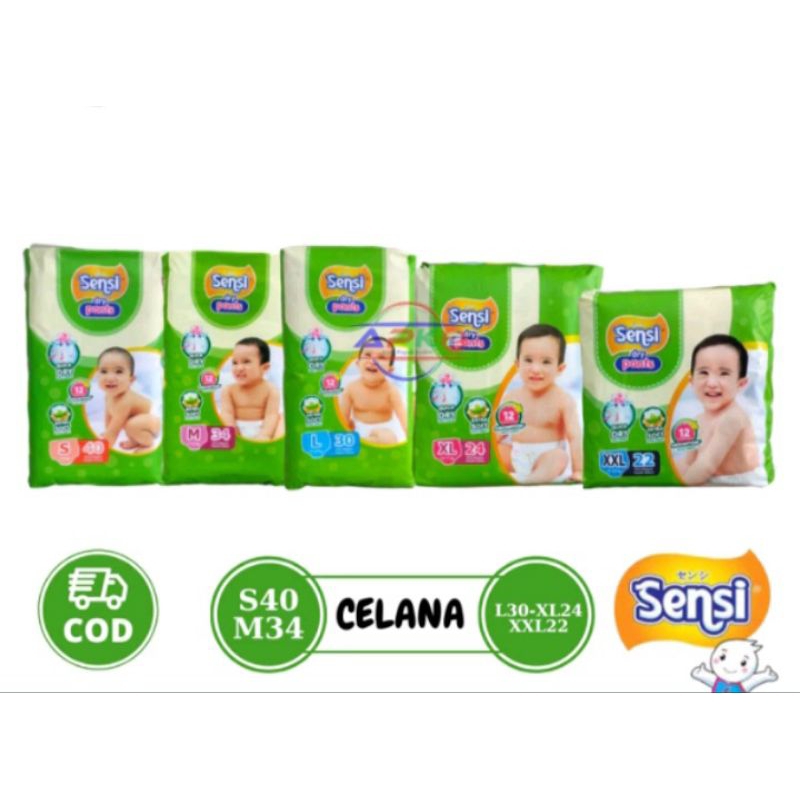 PAMPERS /POPOK SENSI PANT [ S40,M34,L30,XL24 ]POPOK BAYI SENSI ISI 1 BALL