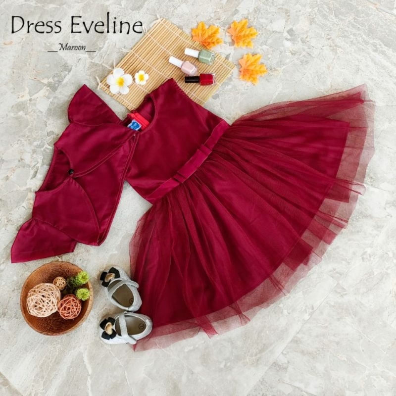 BAJU NATAL ANAK PEREMPUAN / EVELINE DRESS NATAL / TUTU DRESS COUPLE IBU DAN ANAK
