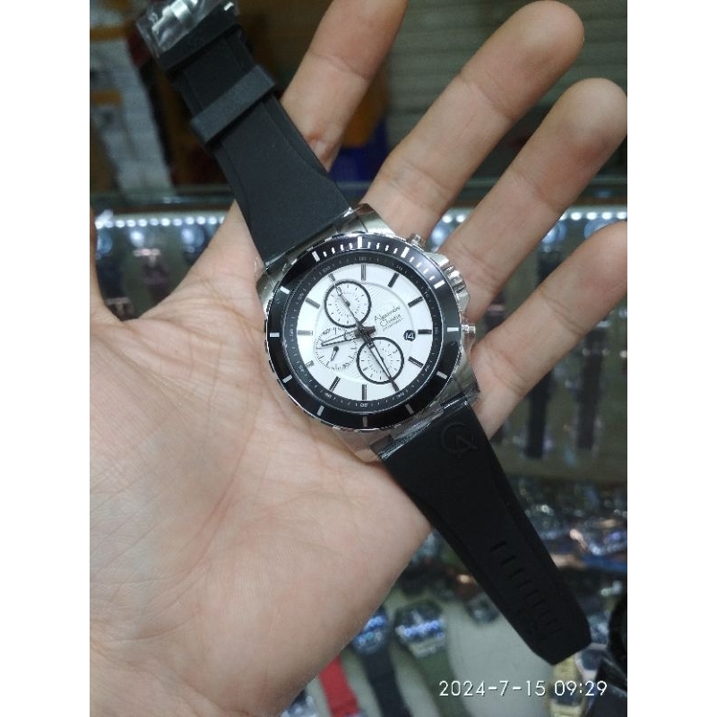 Alexandre Christie 6141 Pria Rubber /Kulit Cronograph  Original