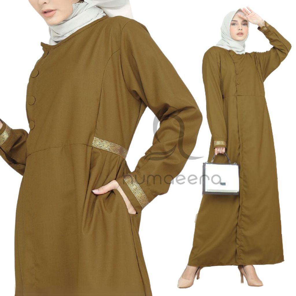 Gamis kerja dinas toyobo khaki bahan toyobo dan balotelli seragam gamis PNS warna khaki Bisa bumil