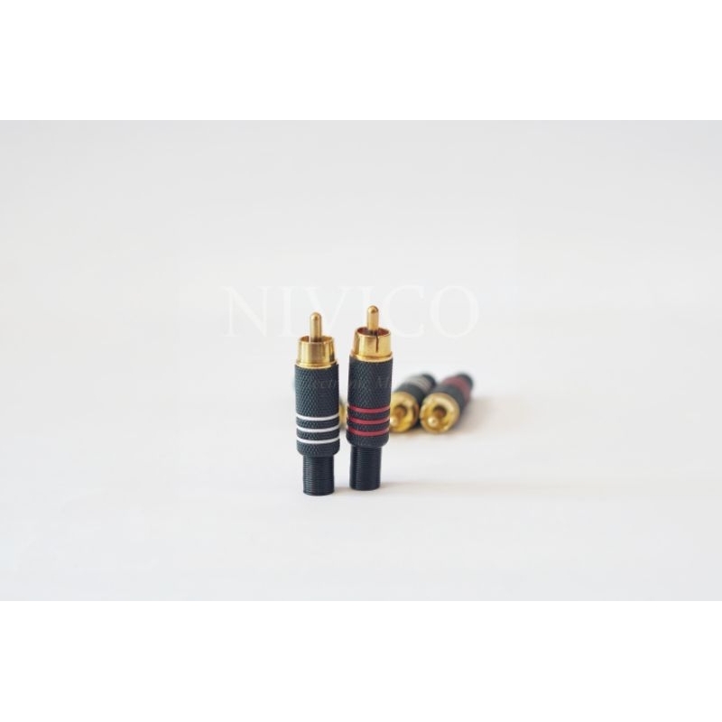 Jack RCA/Jack Audio Male Besi Hitam 1 Pasang