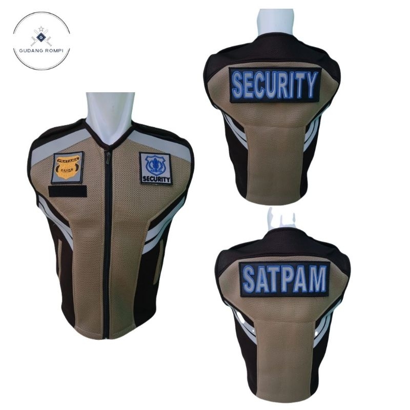 rompi security rompi satpam rompi doubelmesh terbaru logo bordir bahan doubelmesh