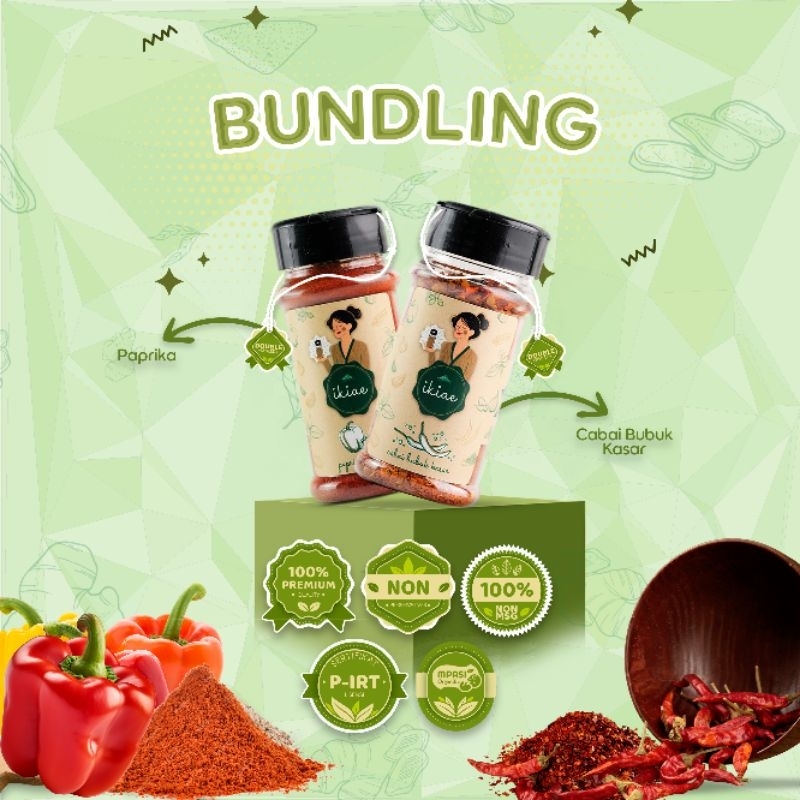 

Paprika Bubuk dan Cabai Bubuk Kasar / Bumbu Botol / Premium Quality / BUNDLING IKIAE