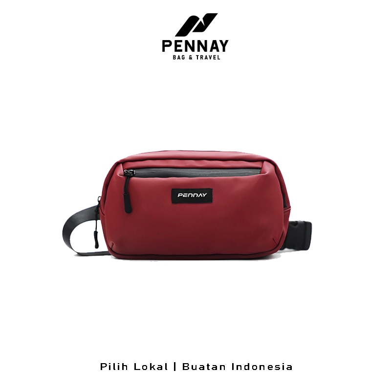 Pennay Man Santana - Tas Selempang Waterproof Pria, Slingbag Crossbody Unisex Stylish & Casual Maron