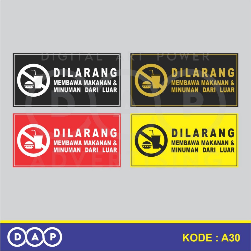 

A30 - Akrilik Sign Dilarang Membawa Makanan Minuman Premium - 30 x 15 cm - Akrilik 2mm - Terbaik