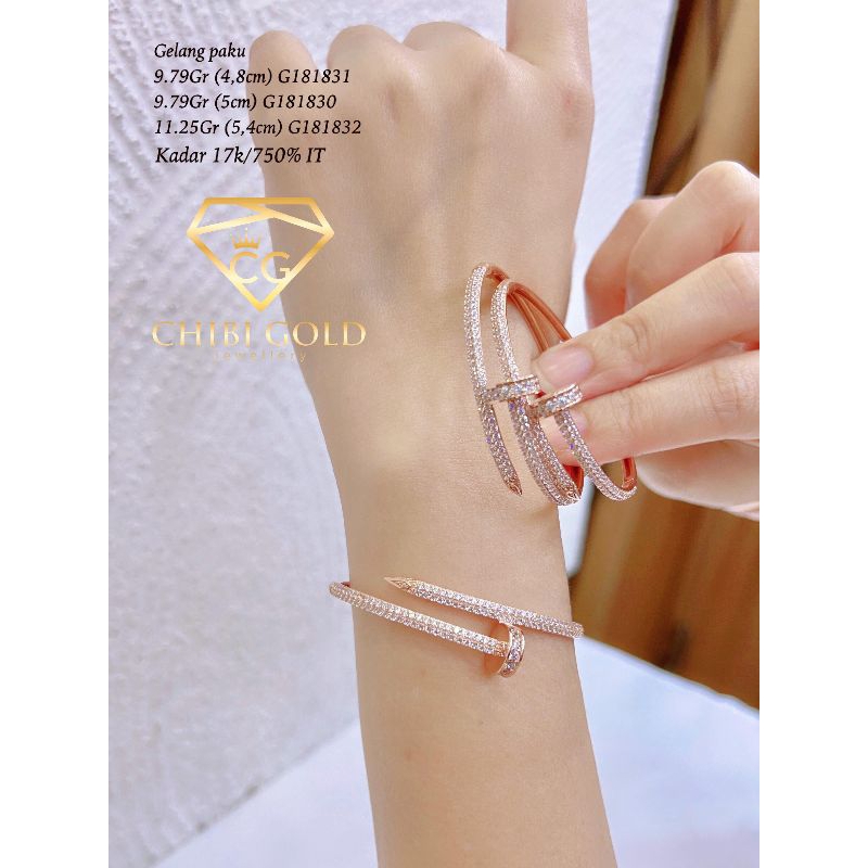 CHIBI GOLD - Gelang Paku 750 kadar 17K - chibigold