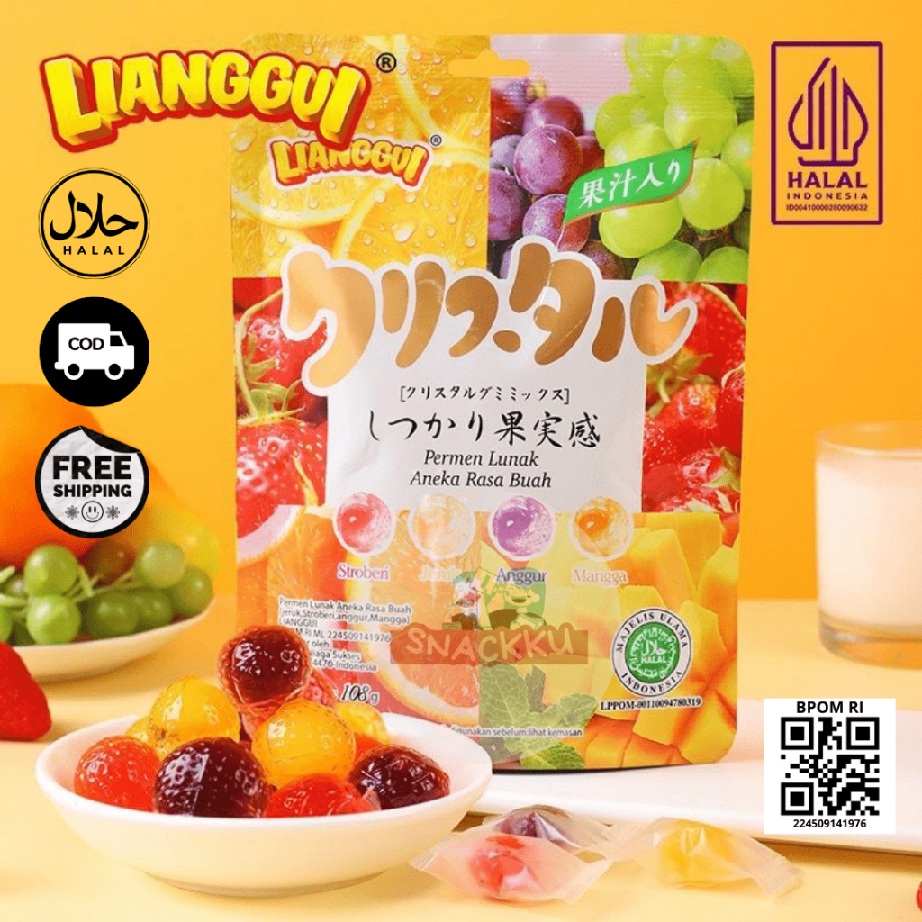 

Lianggui Permen Lunak Permen Lunak Aneka Rasa Buah Strawberry Jeruk Anggur Mangga Mix Fruit Snack Candy Yummy Gummy