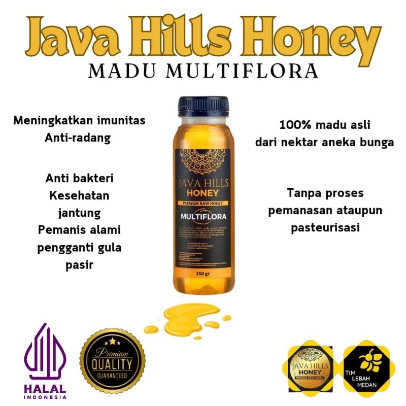 

Madu asli murni Multiflora 350gr Java Hills Honey Premium Raw Honey 100% alami pure| Madu Super Nektar Multiflora Garansi Asli Lulus Uji Lab BBIA Tanpa Campuran Apapun| Original Product