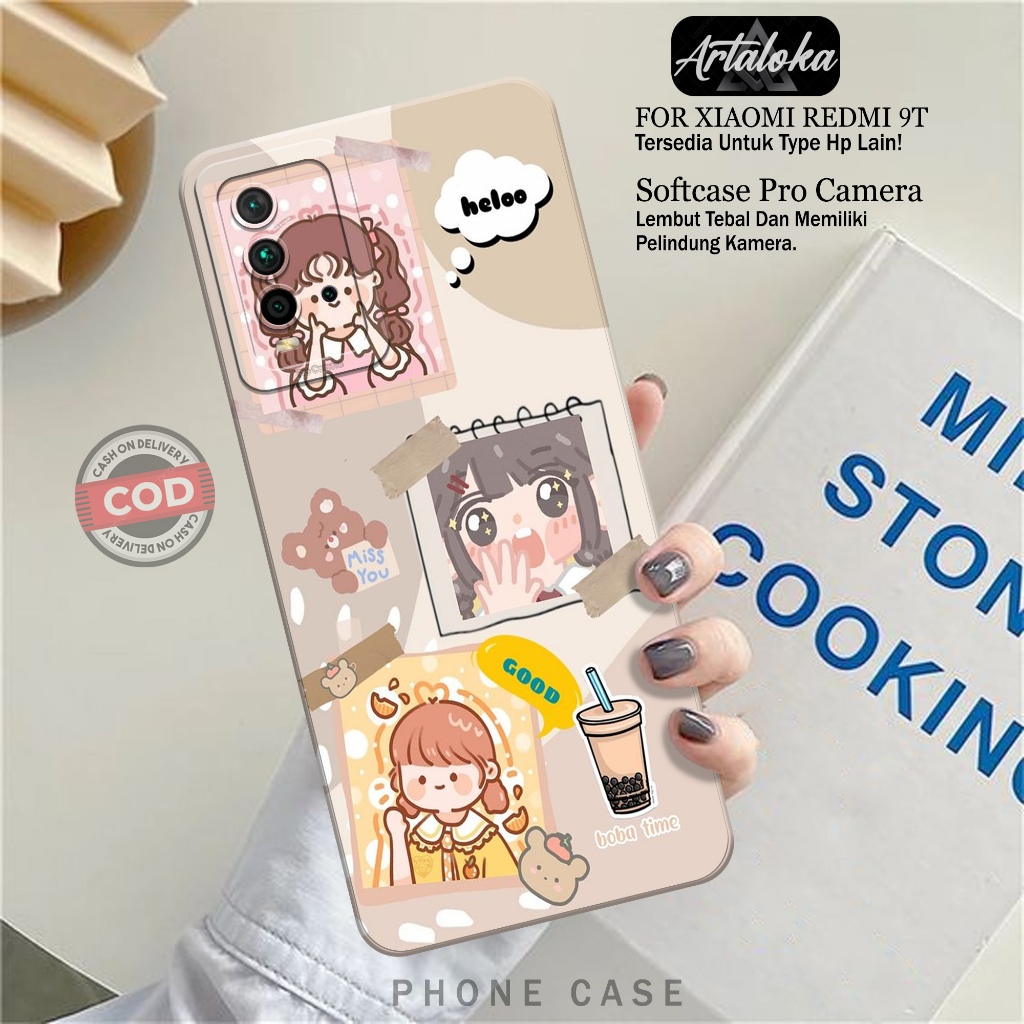 Softcase Hp Xiaomi Redmi 9T Fashion Case Kartun Case Xiaomi Redmi 9T Silikon TPU Pro Camera Casing X