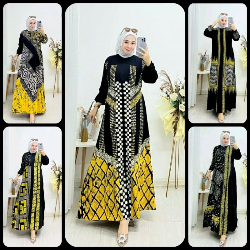 (GAMIS TWILL HITAM KE EMAS SAN)Gamis Twill Premium//Gamis Twill Polos Premium//Gamis Twill Premium O