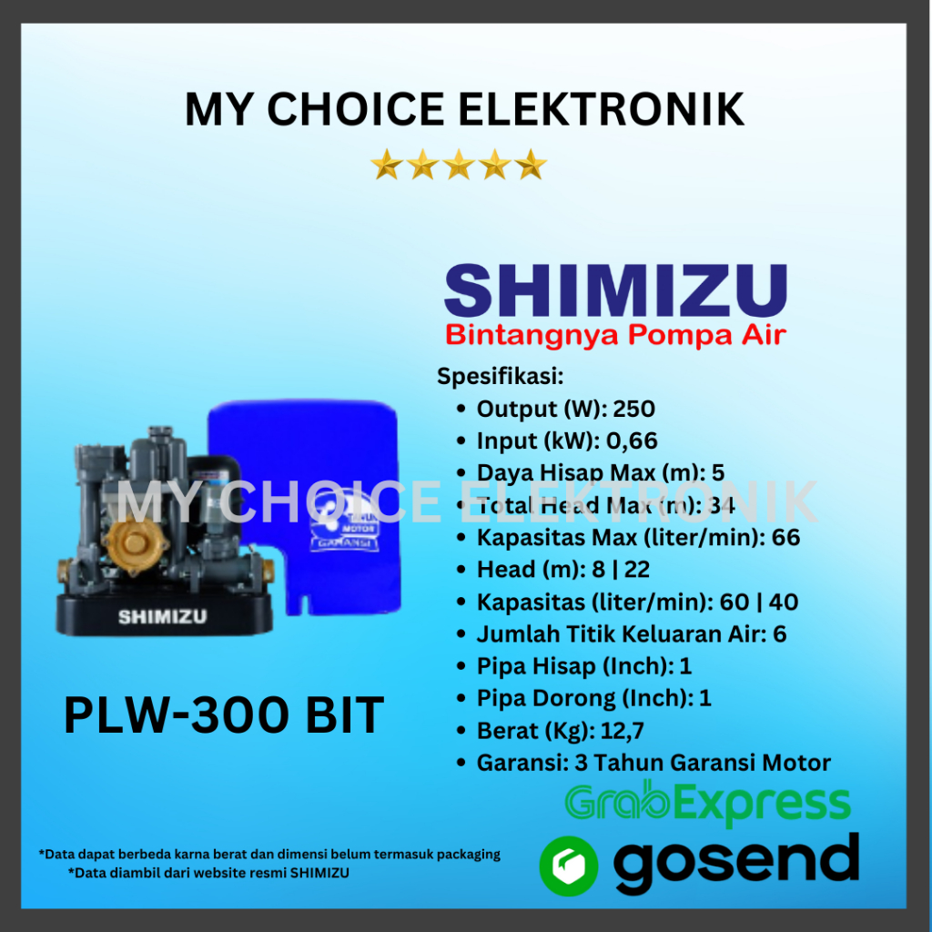 Shimizu Booster Pump PLW-300 BIT