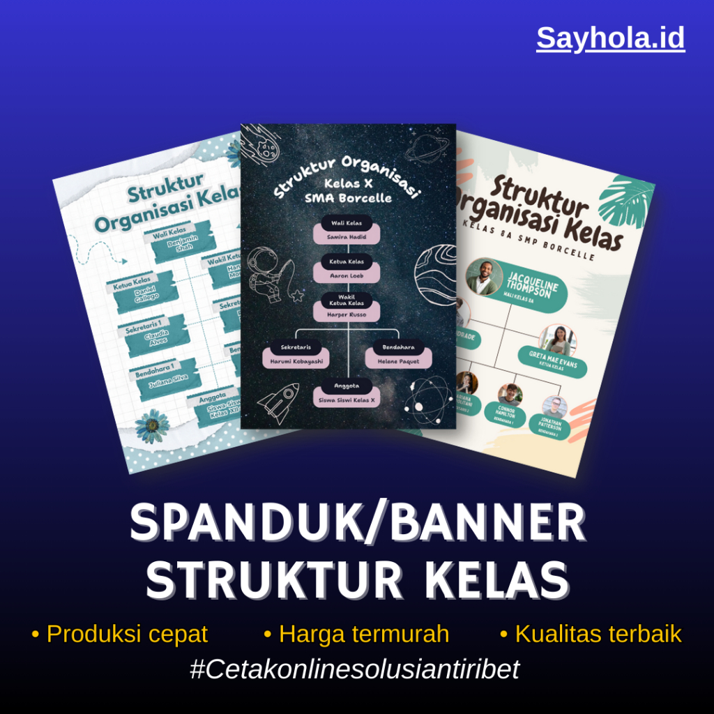 Cetak spanduk/banner struktur organisasi kelas