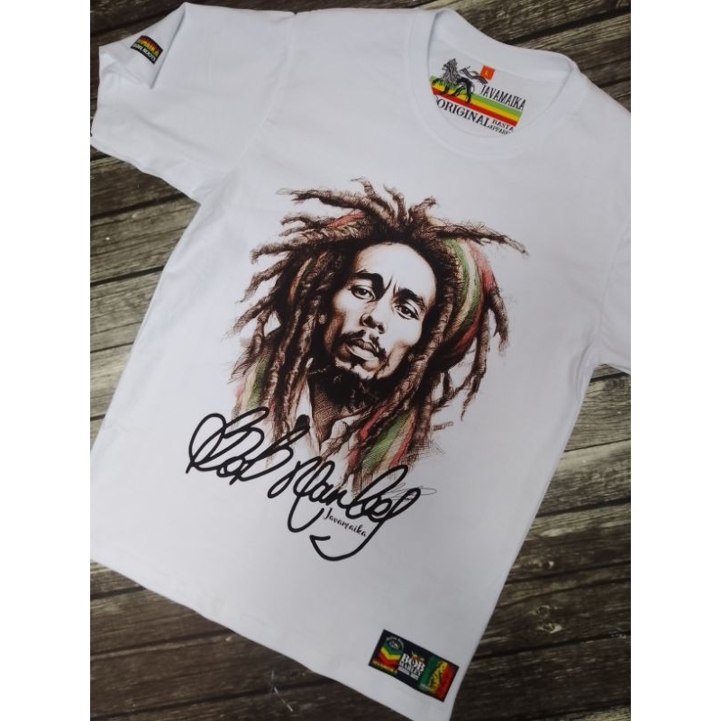 Kaos Bob Marley Baju Reggae t-shirt Rasta Original Javamaika Rasta Apparel baju Distro Rasta putih