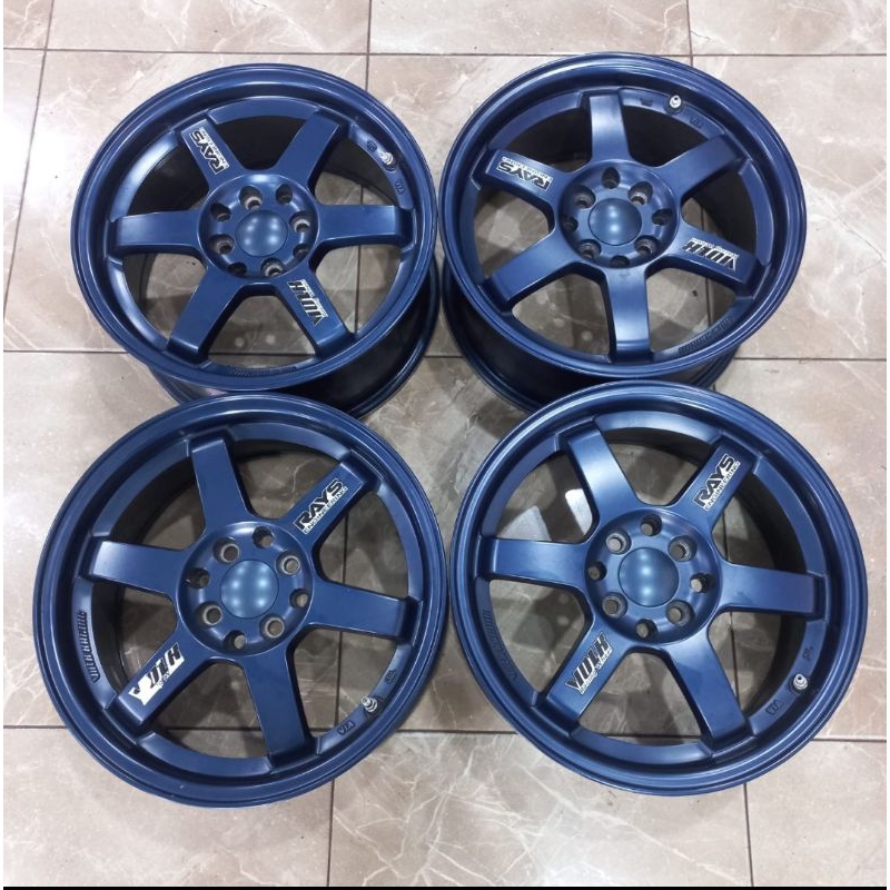Velg Mobil Bekas Seken Te37 R16x7 pcd 4x100/4114 Blue buat Jazz Brio City Dll