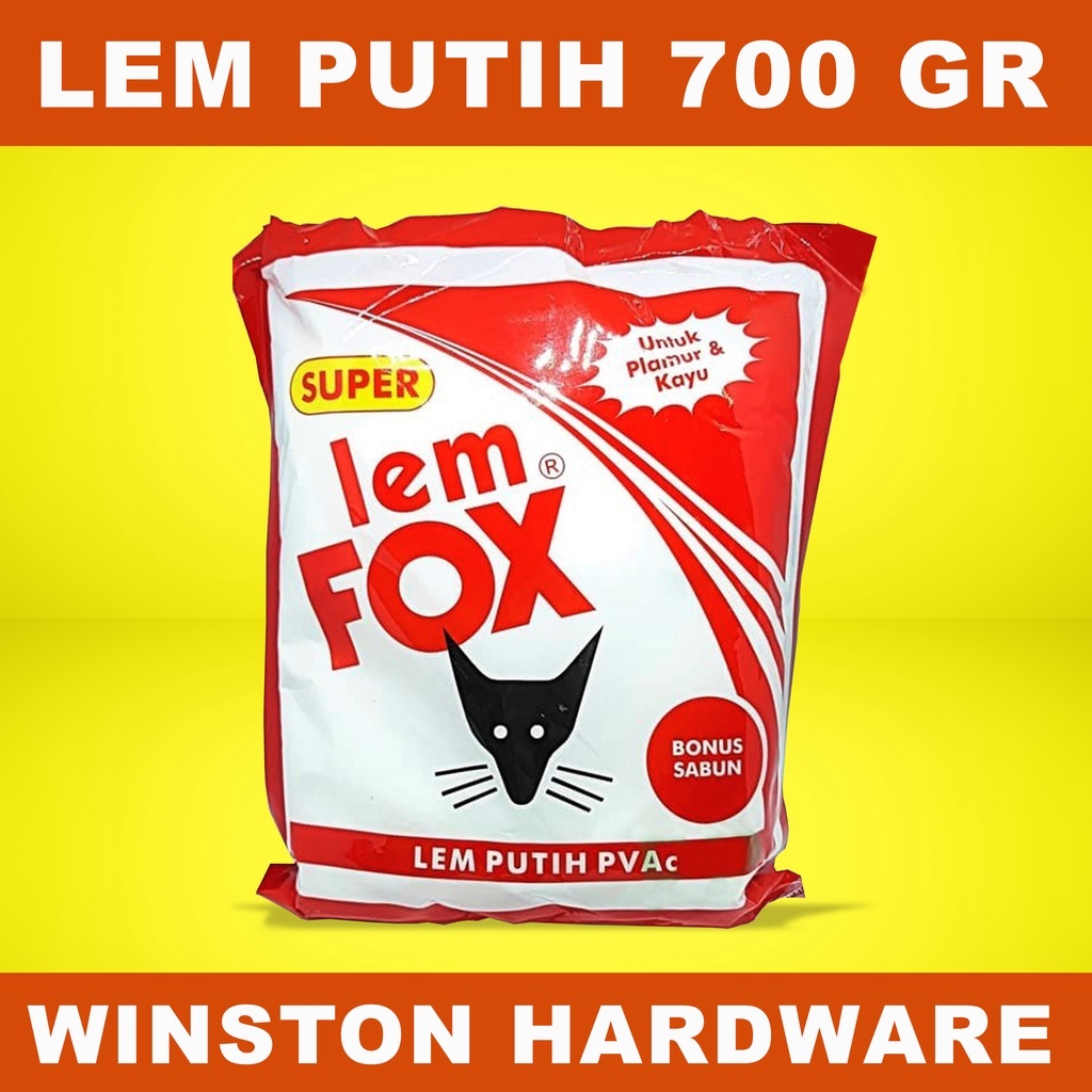 

Lem Fox Putih SUPER Plastik MERAH Pvac Plamur Kayu Kertas 700 Gr Gram winston interior