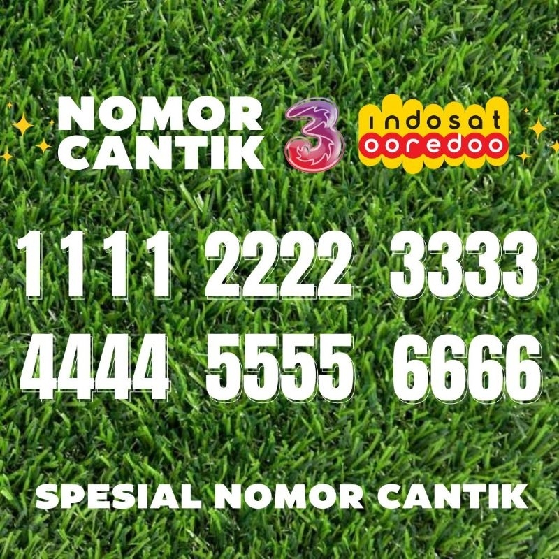 Nomor Cantik Indosat Tri 1111 - 2222 - 3333 - 4444 - 5555 - 6666